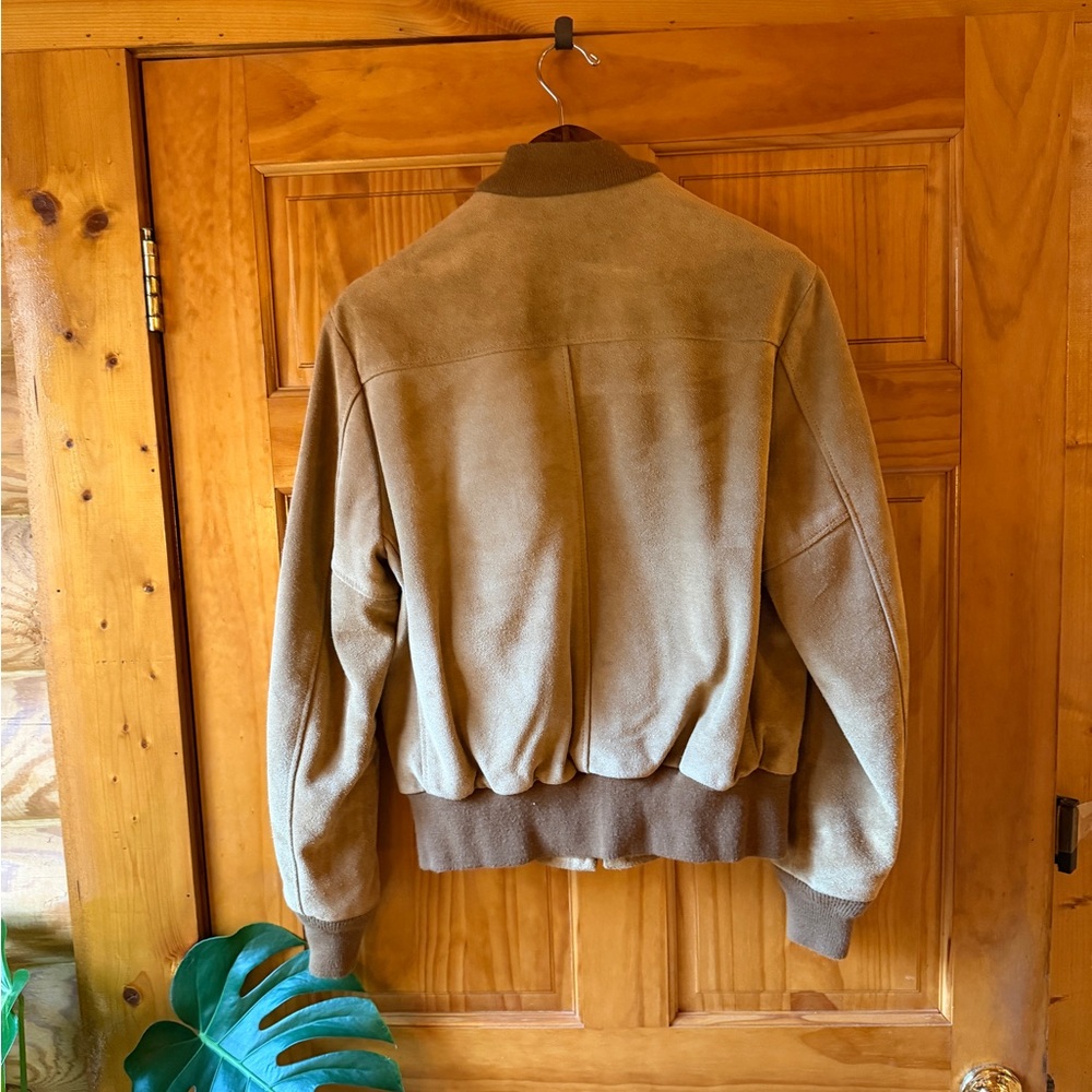 Schott NYC Men’s Suede Leather Bomber Jacket Sz Large in Tan Beige - Picture 11 of 14